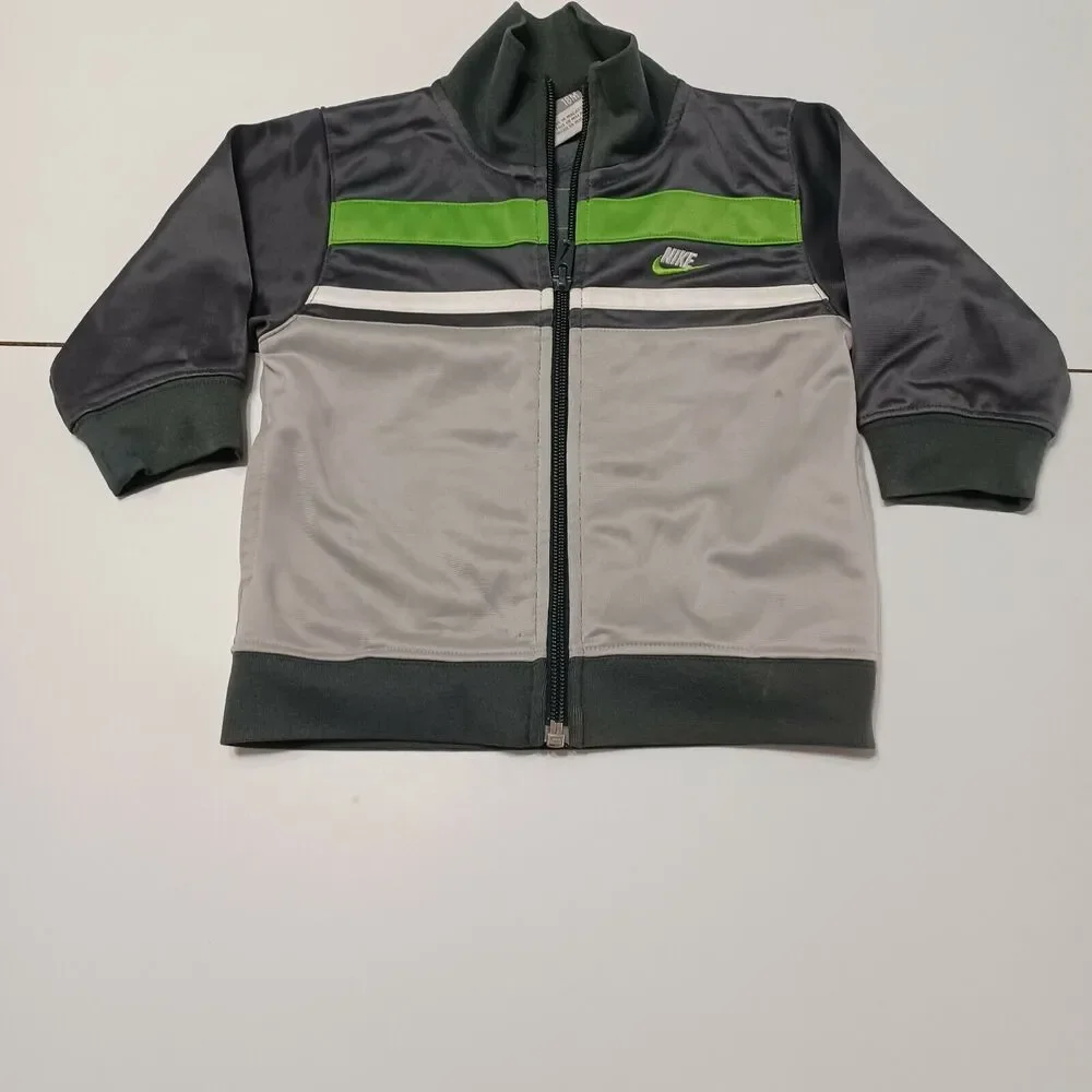Nike Boys 18M Jacket Sweatshirt Grey Long Sleeve Pockets Embroidered‎ White Logo